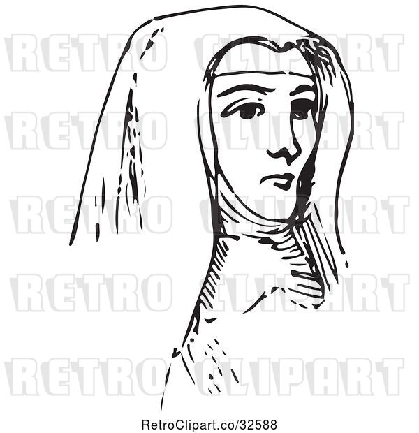 Vector Clip Art of Retro Nun in