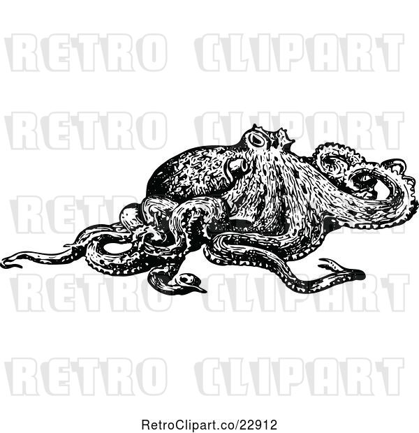 Vector Clip Art of Retro Octopus 3