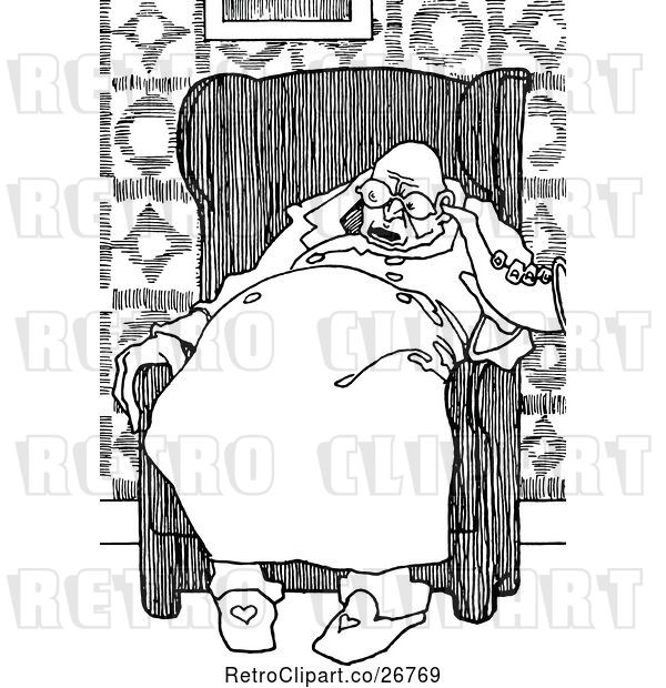 Vector Clip Art of Retro Old Guy in a Chair