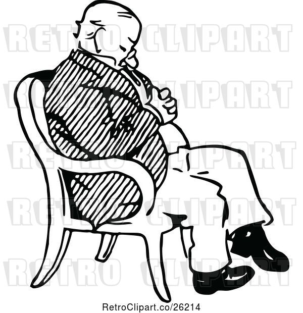 Vector Clip Art of Retro Old Guy Sleeping in a Chair