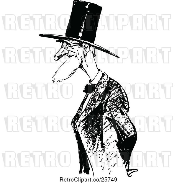 Vector Clip Art of Retro Old Guy with a Top Hat