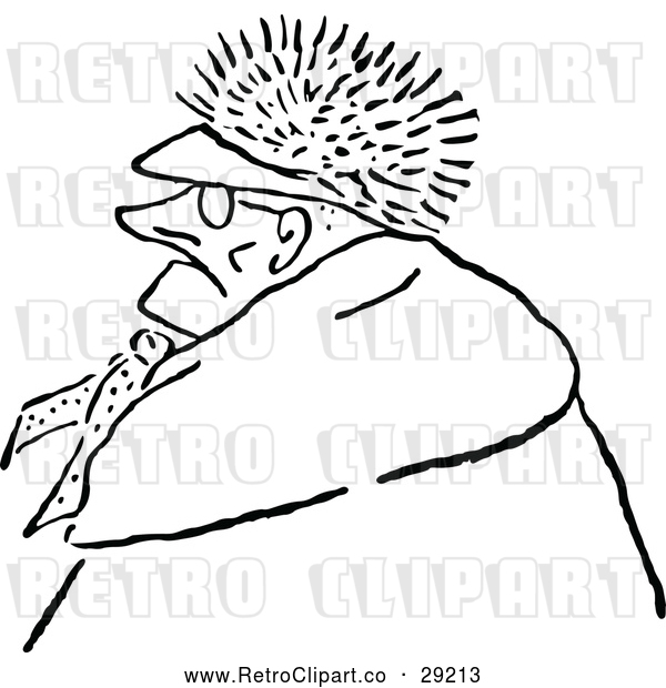 Vector Clip Art of Retro Old Man Wearing a Fur Hat