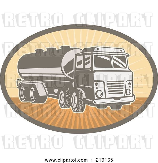 Vector Clip Art of Retro Orange and Brown Cement Truck Logo