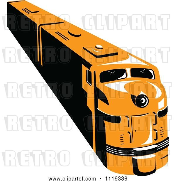 Vector Clip Art of Retro Orange Diesel Train