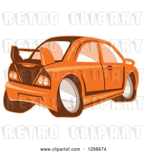 Vector Clip Art of Retro Orange Sports Car