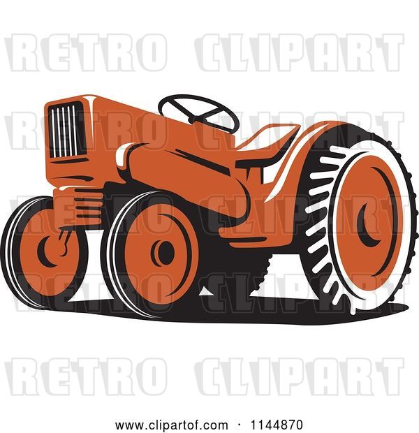 Vector Clip Art of Retro Orange Tractor 2
