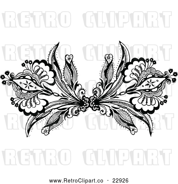 Vector Clip Art of Retro Ornamental Double Fleur Border Design Element