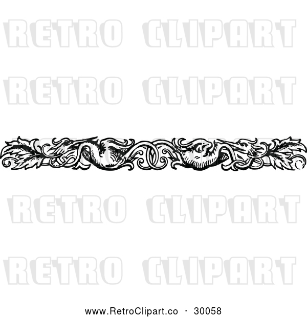 Vector Clip Art of Retro Ornate Bird Rule Border