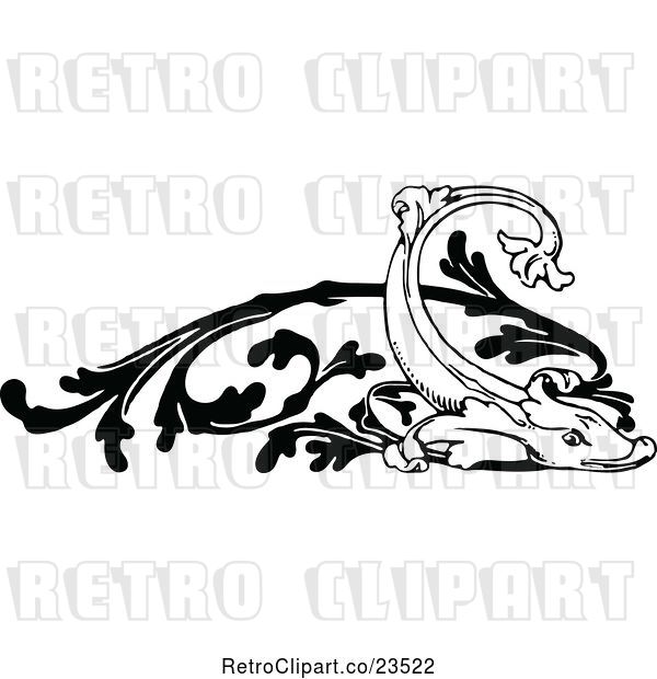 Vector Clip Art of Retro Ornate Fish Design Element