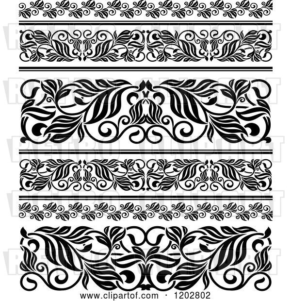 Vector Clip Art of Retro Ornate Floral Border Designs