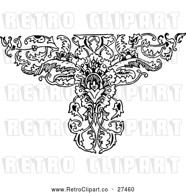 Vector Clip Art of Retro Ornate Floral Design Element 2
