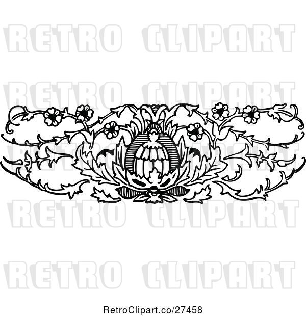 Vector Clip Art of Retro Ornate Floral Design Element 4