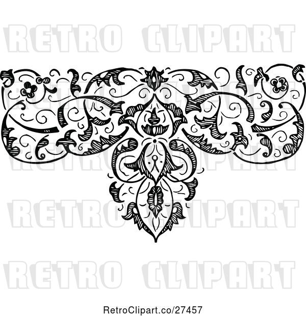 Vector Clip Art of Retro Ornate Floral Design Element 5