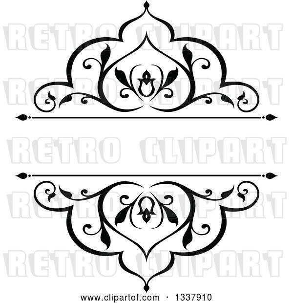 Vector Clip Art of Retro Ornate Floral Frame Design Element with Text Space