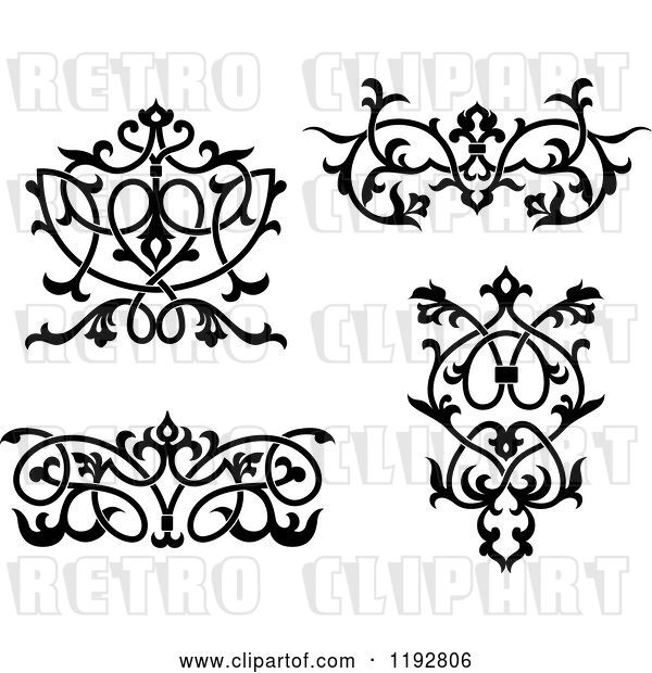 Vector Clip Art of Retro Ornate Floral Victorian Design Elements