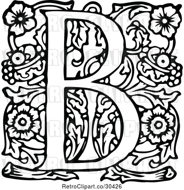 Vector Clip Art of Retro Ornate Letter B