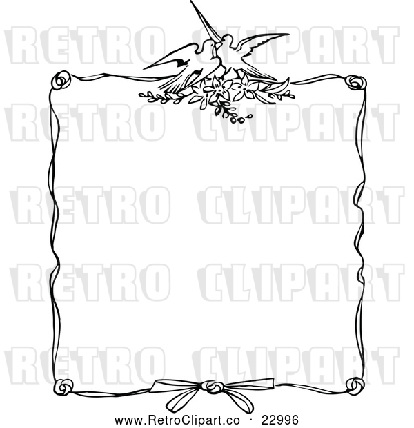 Vector Clip Art of Retro Ornate Love Bird Frame