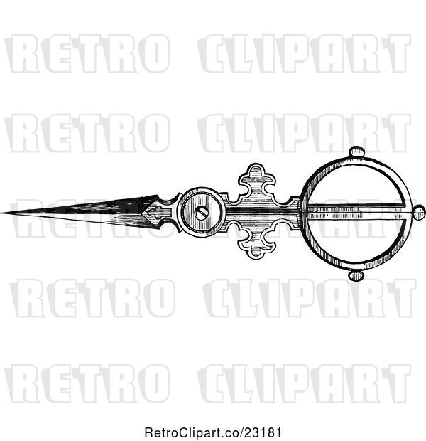 Vector Clip Art of Retro Ornate Scissors 3
