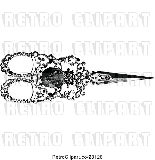 Vector Clip Art of Retro Ornate Scissors 4