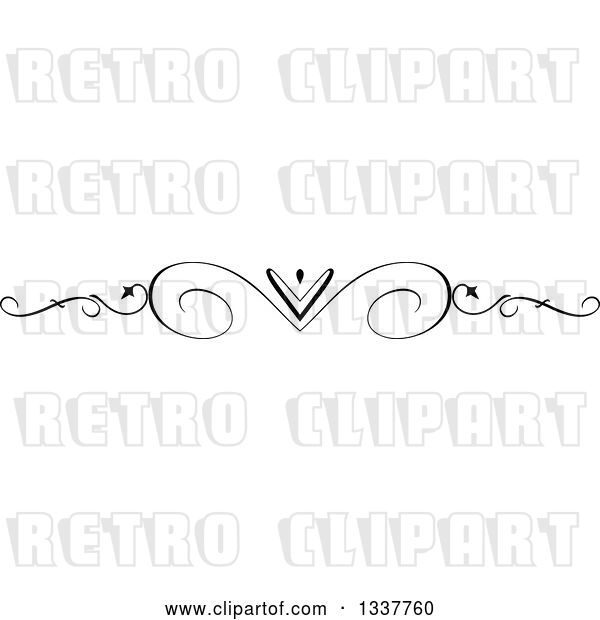 Vector Clip Art of Retro Ornate Swirl and Heart Rule Page Border Design Element