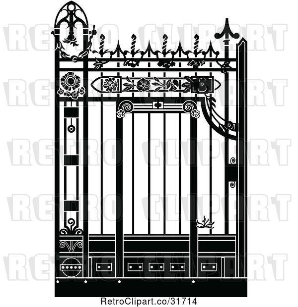Vector Clip Art of Retro Ornate Wrought Iron Gate