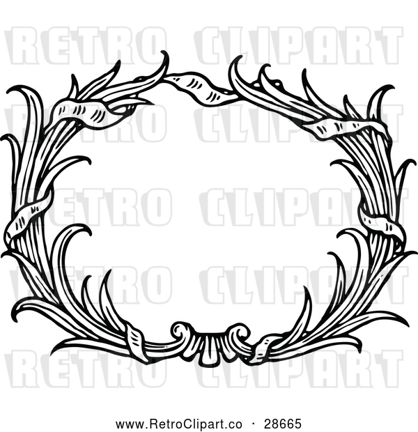 Vector Clip Art of Retro Oval Reed Frame