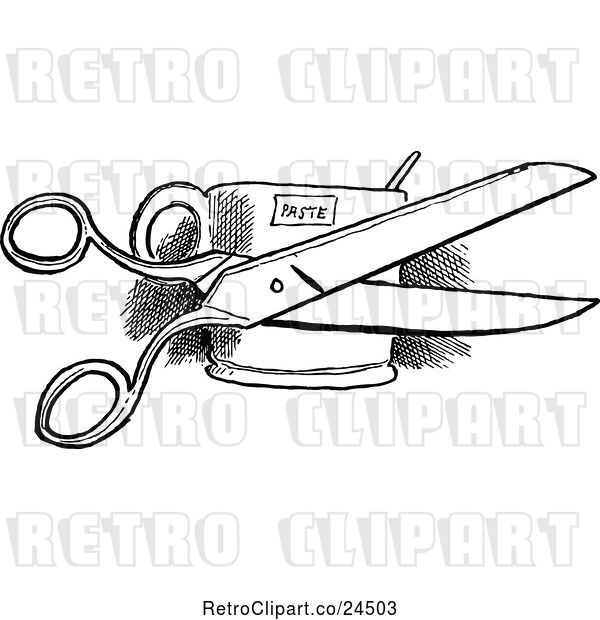 Vector Clip Art of Retro Pair of Scissors and Paste
