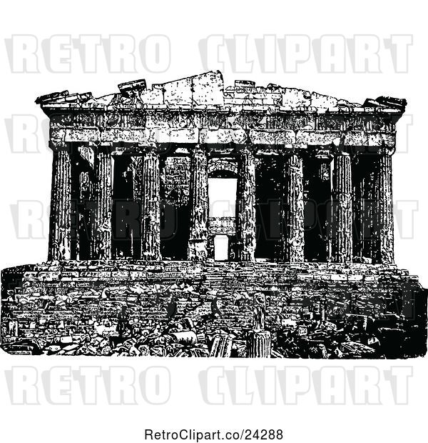 Vector Clip Art of Retro Parthenon of the Acropolis