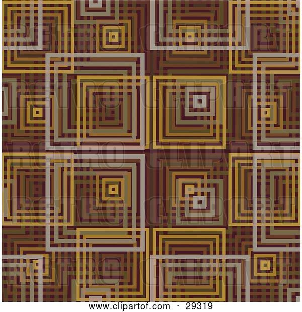 Vector Clip Art of Retro Pattern of Gray, Brown, Orange and Yellow Square Background