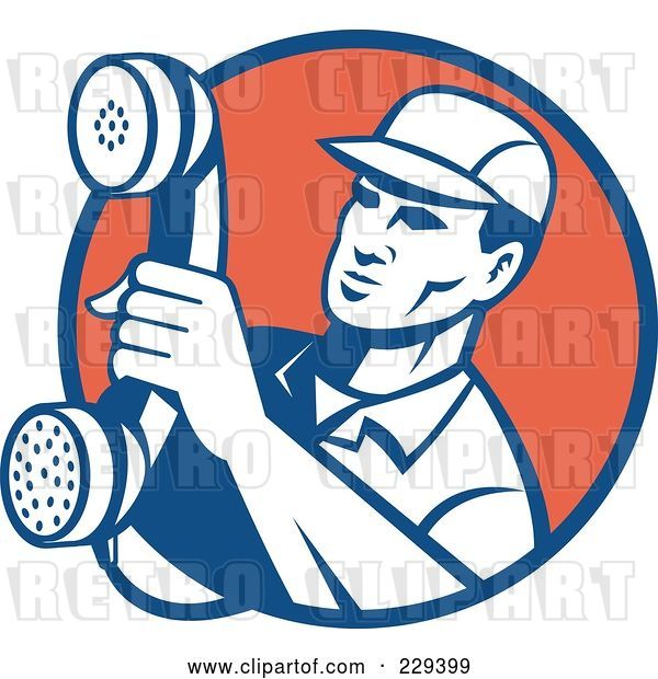Vector Clip Art of Retro Phone Worker Logo