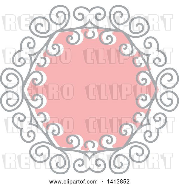 Vector Clip Art of Retro Pink and Gray Frame Design Element