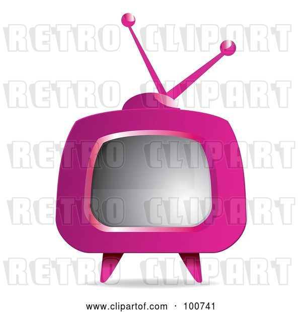 Vector Clip Art of Retro Pink Box Television with a Blank Screen