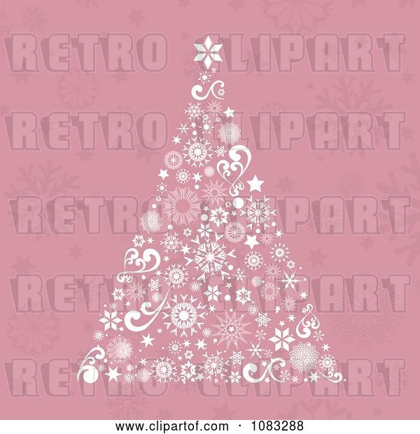 Vector Clip Art of Retro Pink Christmas Tree Background