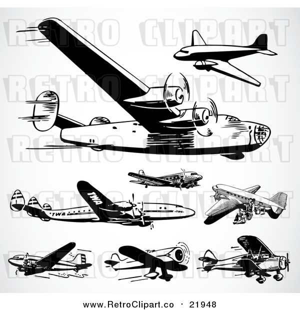 Vector Clip Art of Retro Planes
