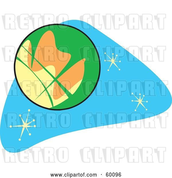 Vector Clip Art of Retro Planet Mars on Blue with Stars
