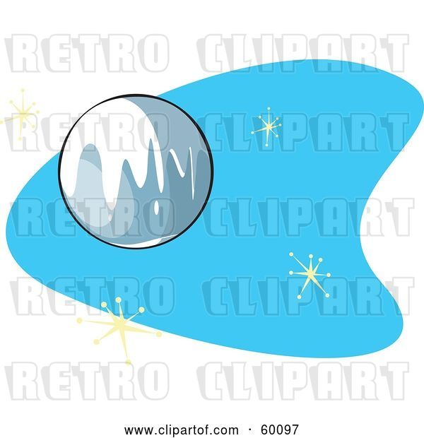 Vector Clip Art of Retro Planet Pluto on Blue with Stars