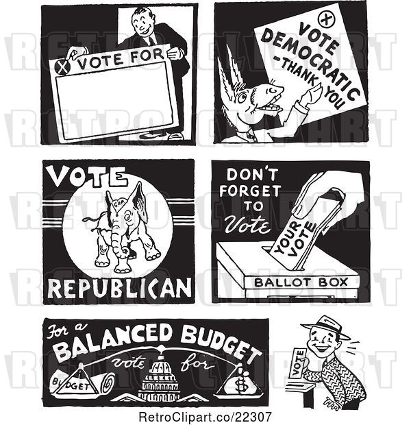 Vector Clip Art of Retro Politicians and Voters