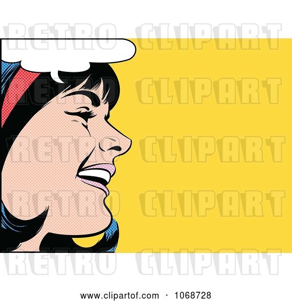 Vector Clip Art of Retro Pop Art Black Haired Lady Talking 2