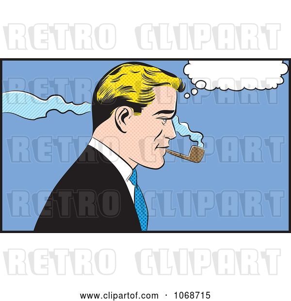 Vector Clip Art of Retro Pop Art Business Man Smoking a Pipe