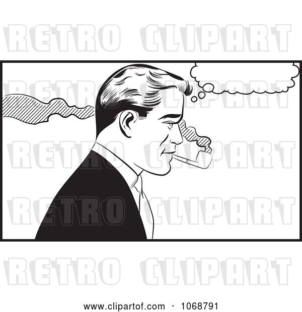 Vector Clip Art of Retro Pop Art Guy Smoking a Pipe
