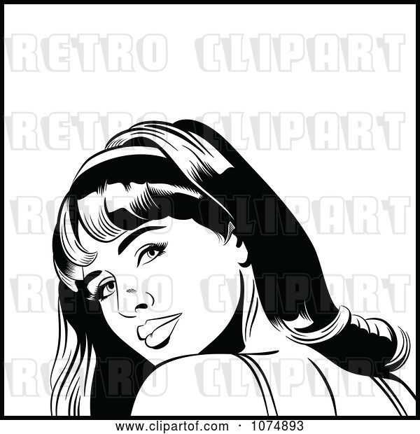 Vector Clip Art of Retro Pop Art Lady Looking Back over Her Shoulder