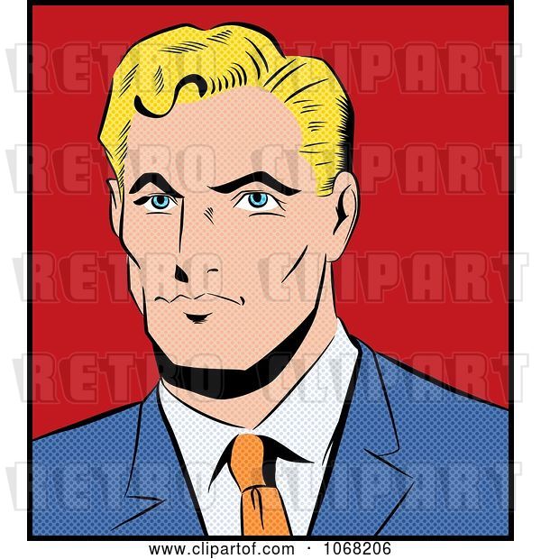 Vector Clip Art of Retro Pop Art Styled Blond Business Man