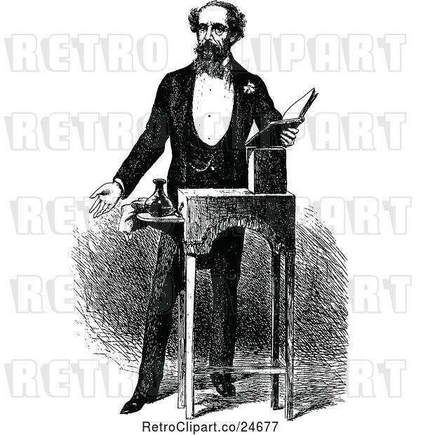 Vector Clip Art of Retro Portrait of Charles Dickens