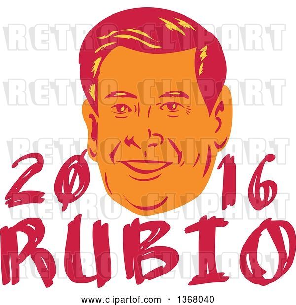 Vector Clip Art of Retro Portrait of Marco Rubio with Text