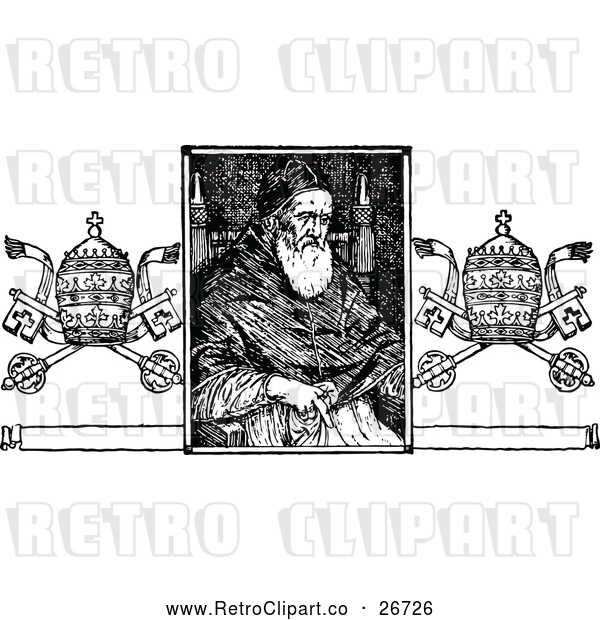 Vector Clip Art of Retro Portrait of Pope Julius the Second