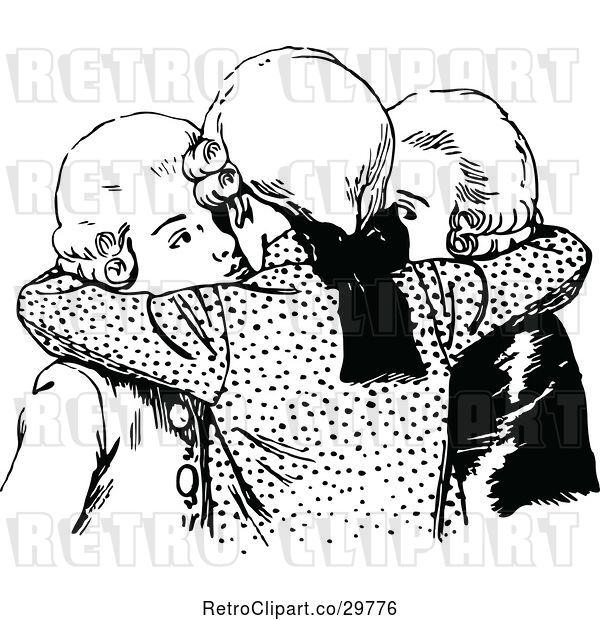 Vector Clip Art of Retro Posh Men Hugging
