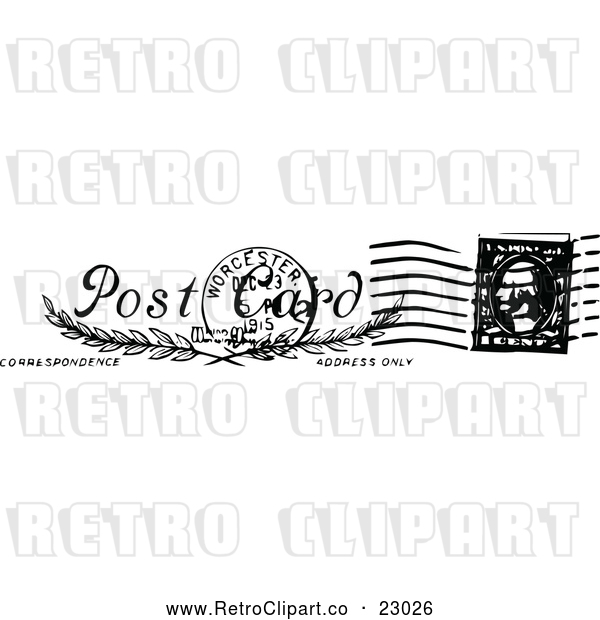 Vector Clip Art of Retro Postal Stamp with a Postmark