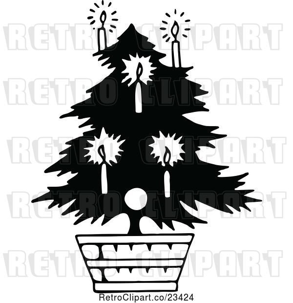 Vector Clip Art of Retro Potted Living Christmas Tree 1