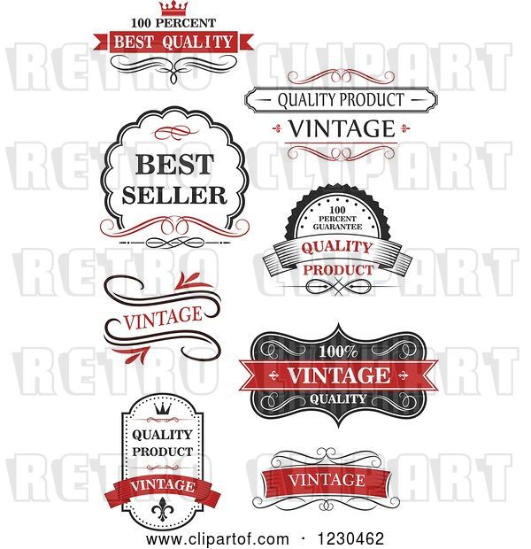 Vector Clip Art of Retro Premium Quality Guarantee Labels 2