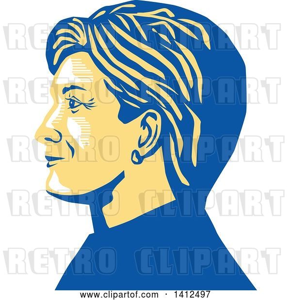 Vector Clip Art of Retro Profile Portrait of Hillary Clinton